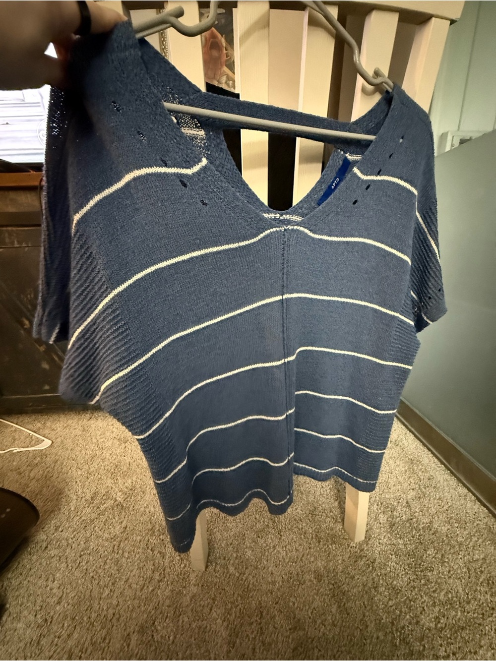 apt 9 Blue Stripe V-Neck Knit Top - Women's Casual Sweater